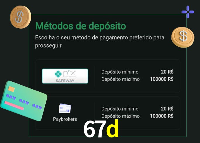O cassino 67d oferece uma grande variedade de métodos de pagamento